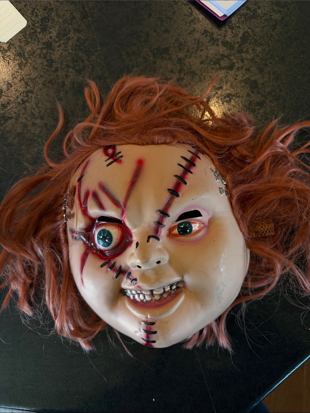 Horror Doll Costume Mask in Red Hair